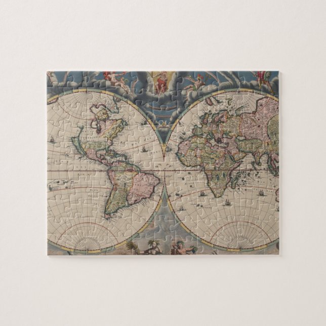 Antique World Map: Historical Cartography Art Jigsaw Puzzle (Horizontal)