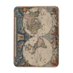Antique World Map: Historical Cartography Art Magnet