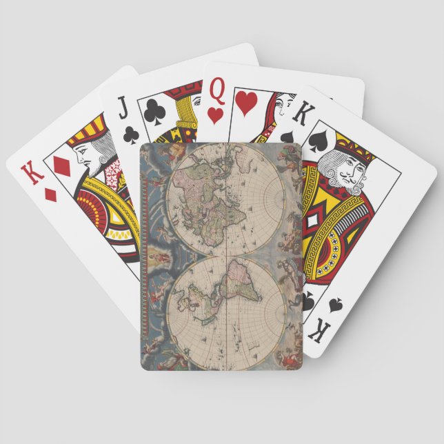 Antique World Map: Historical Cartography Art Poker Cards (Back)