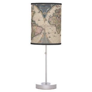 Antique World Map: Historical Cartography Art Table Lamp
