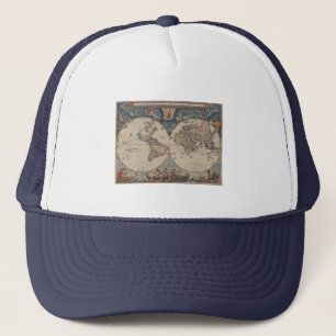 Antique World Map: Historical Cartography Art Trucker Hat
