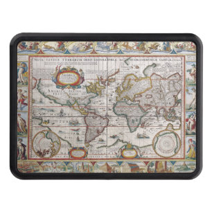 Antique World Map hitch cover