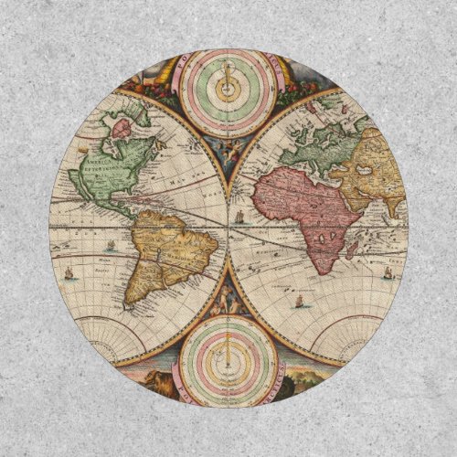 Antique World Map in two Hemispheres Patch