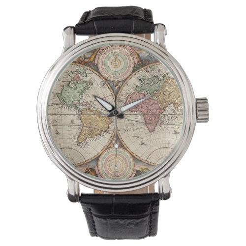 Antique World Map in two Hemispheres Watch