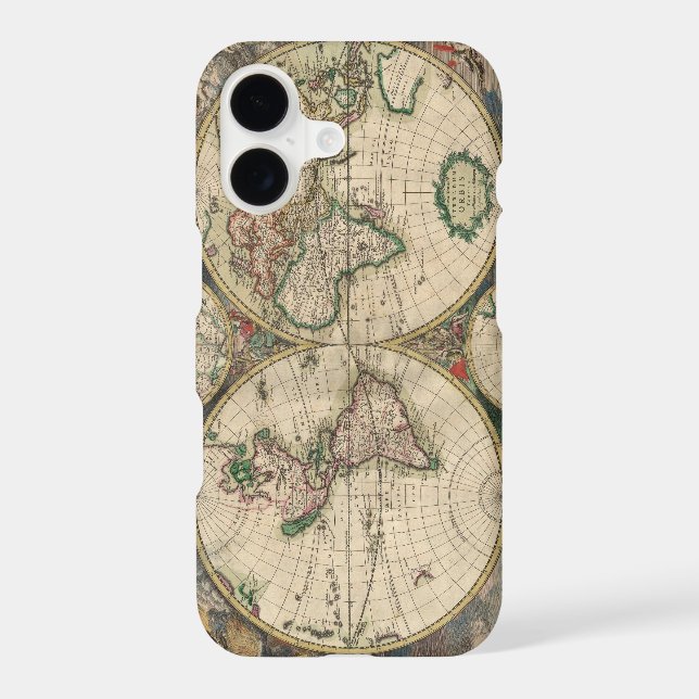 Antique World Map Iphone Case (Back)
