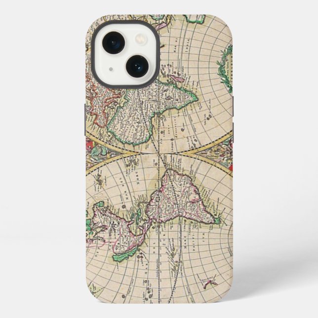 Antique World Map Iphone Case (Back)