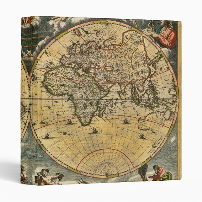 Antique World Map J. Blaeu 1664 3 Ring Binder (Front/Spine)
