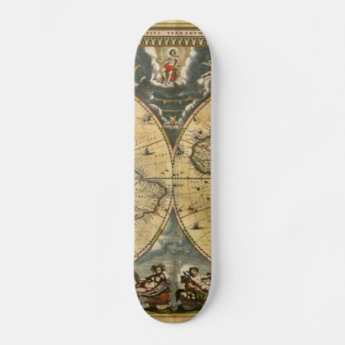 Antique World Map J Blaeu 1664 Skateboard