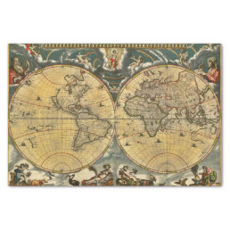 Antique World Map J. Blaeu 1664 Tissue Paper