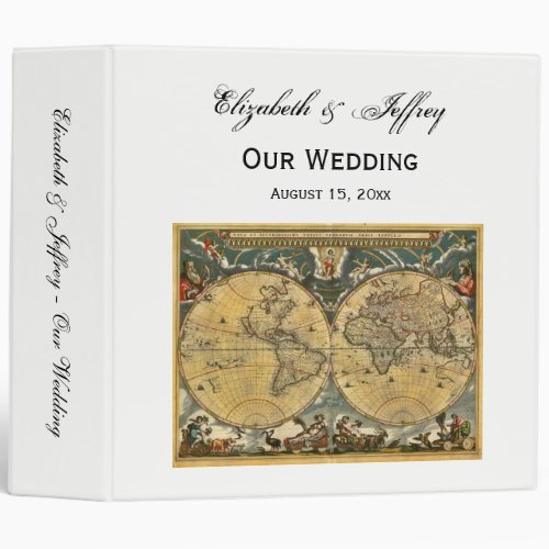 Antique World Map J Blaeu 1664 Wedding Binder