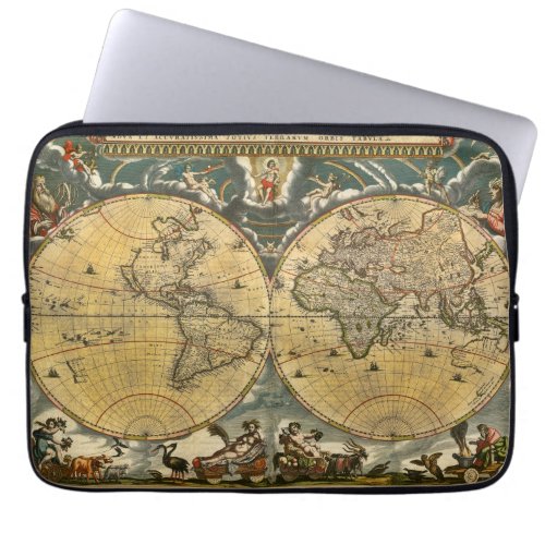 Antique World Map _ Joan Blaeu _ 1664 Laptop Sleeve