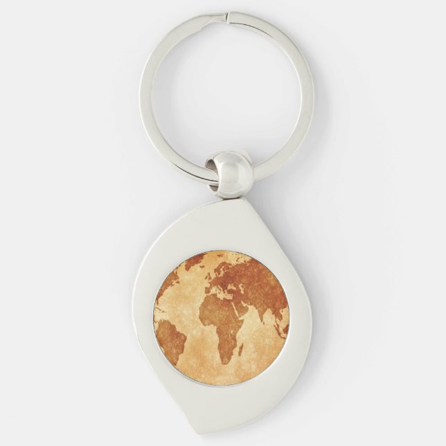 Antique World Map Keychain (Front)