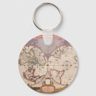 Antique World Map Keychain