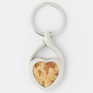 Antique World Map Keychain