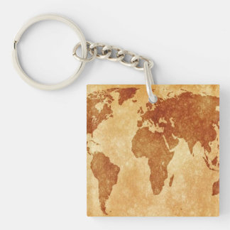 Antique World Map Keychain