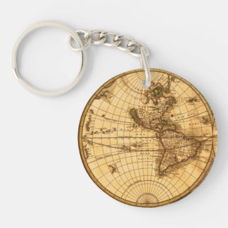 Antique World Map Keychain