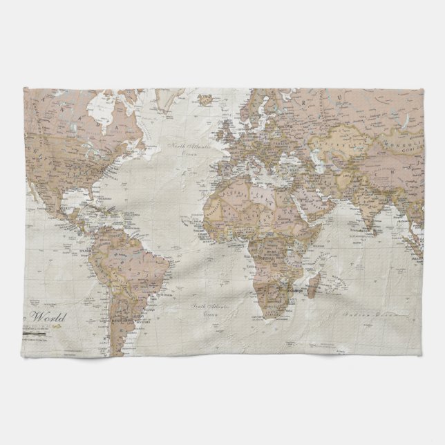 Antique World Map Kitchen Towel (Horizontal)