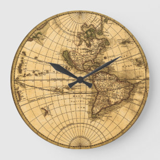 Antique World Map Large Clock