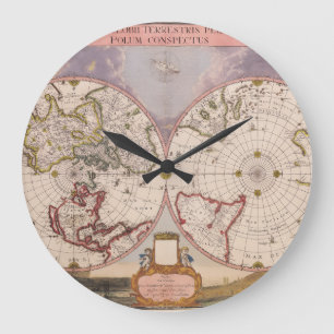 Antique World Map Large Clock