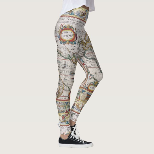 Antique World Map leggings (Right)
