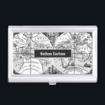 Antique World Map Line Art Personalised Business Card Case<br><div class="desc">Personalised vintage map line drawing.</div>