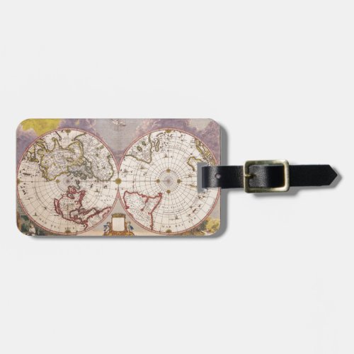 Antique World Map Luggage Tag