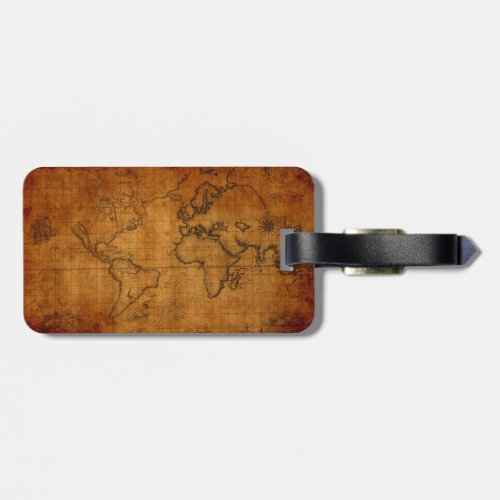 Antique World Map Luggage Tag