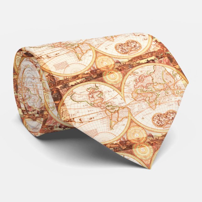 Antique World Map - men's tie (Rolled)