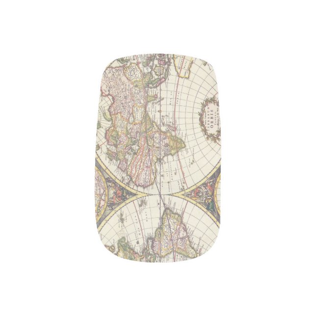 Antique World Map Minx Nail Wraps (Right Thumb)