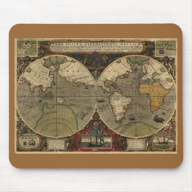 Antique World Map Mouse Pad (Front)