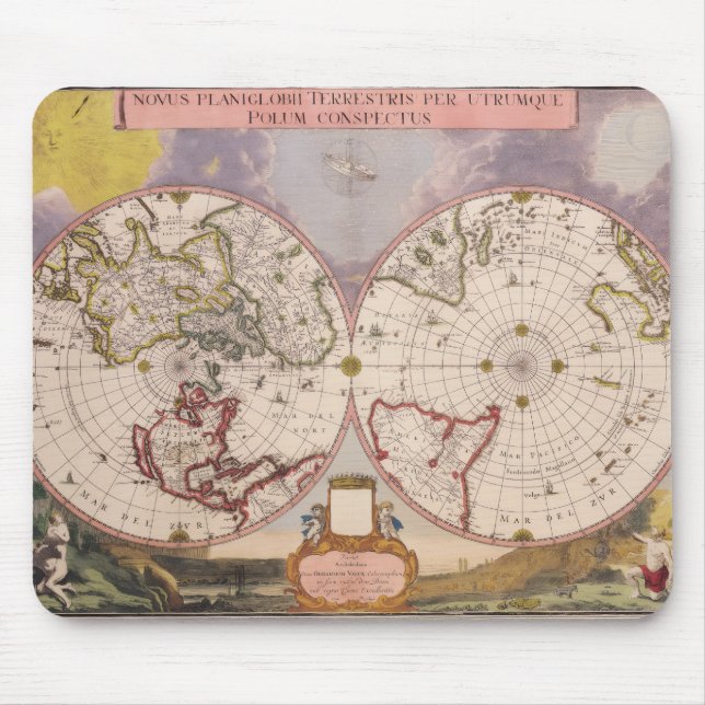 Antique World Map Mouse Pad (Front)