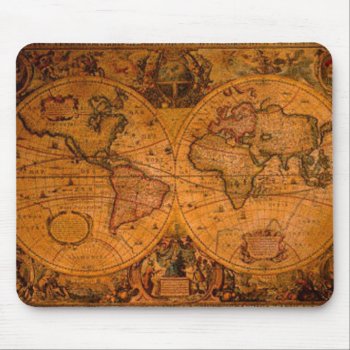 Antique World Map Mousepad by EarthGifts at Zazzle