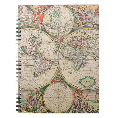 Antique World Map Notebook