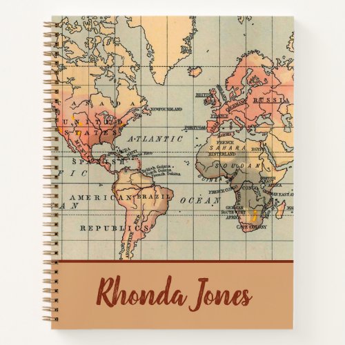 Antique World Map Notebook