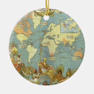 Antique World Map of the British Empire, 1886 Ceramic Ornament