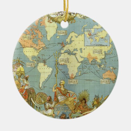 Antique World Map of the British Empire 1886 Ceramic Ornament