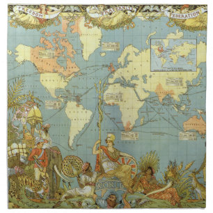 Antique World Map of the British Empire, 1886 Cloth Napkin