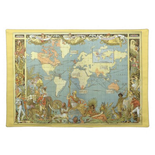 Antique World Map of the British Empire 1886 Cloth Placemat