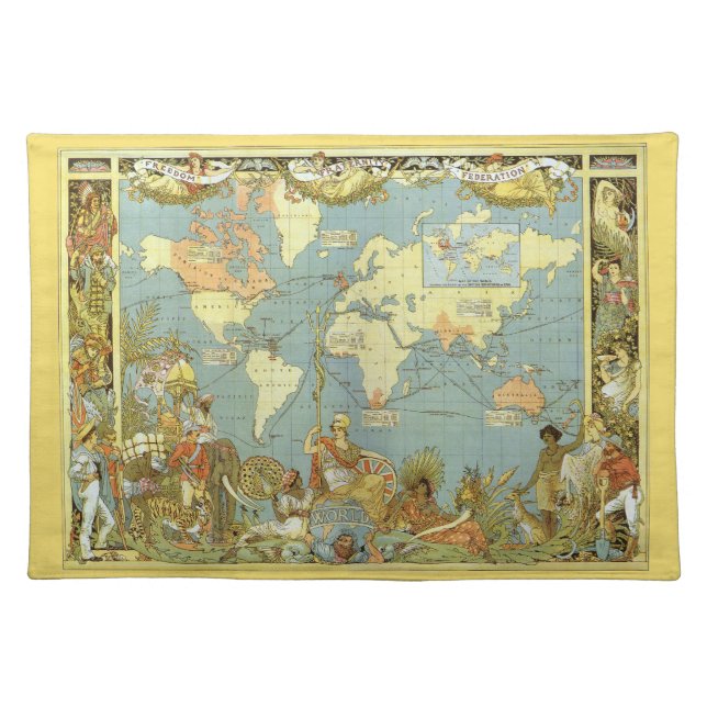 Antique World Map of the British Empire, 1886 Cloth Placemat (Front)