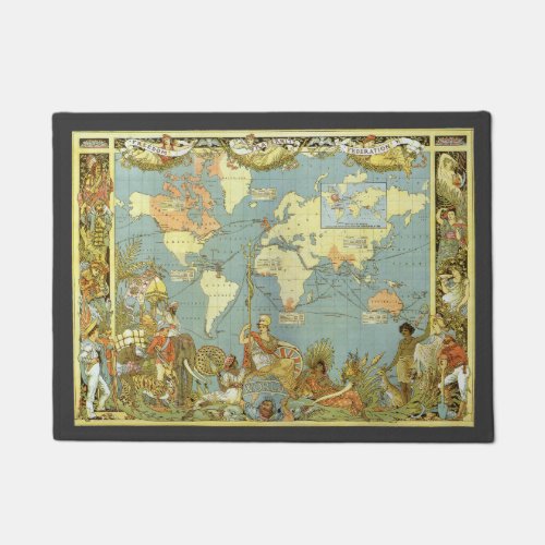 Antique World Map of the British Empire 1886 Doormat