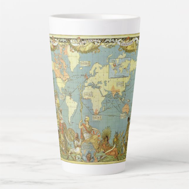 Antique World Map of the British Empire, 1886 Latte Mug (Front)