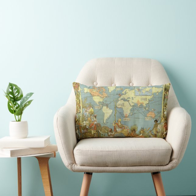Antique World Map of the British Empire, 1886 Lumbar Pillow (Chair)