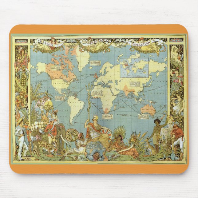 Antique World Map of the British Empire, 1886 Mouse Pad (Front)
