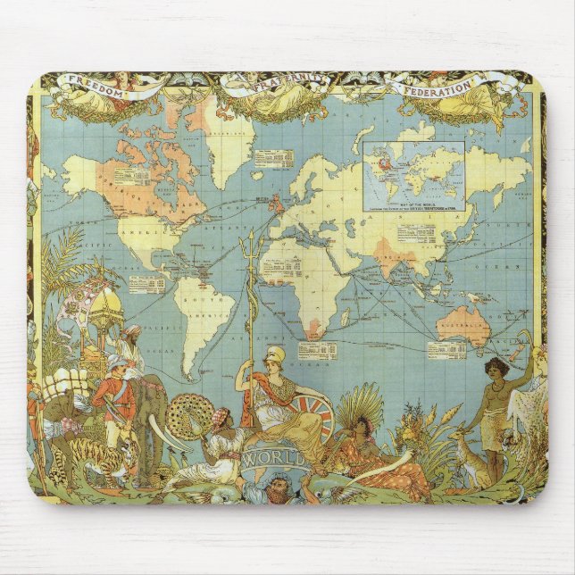 Antique World Map of the British Empire, 1886 Mouse Pad (Front)