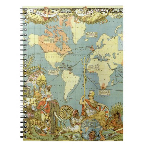 Antique World Map of the British Empire 1886 Notebook