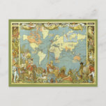 Antique World Map of the British Empire, 1886 Postcard