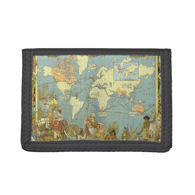Antique World Map of the British Empire, 1886 Trifold Wallet (Front)