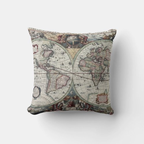 Antique World Map Pillow