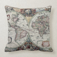 Antique World Map Pillow throwpillow