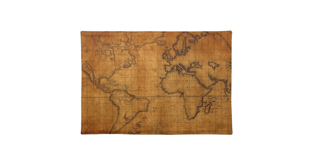 Antique World Map Placemat Zazzle